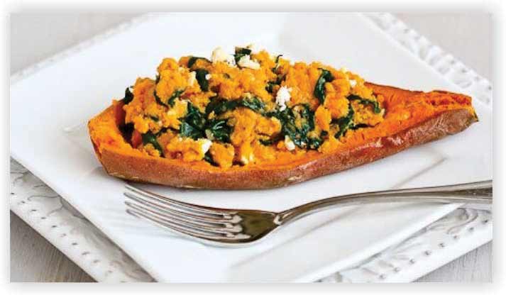 Spinach and Feta Stuffed Sweet Potatoes